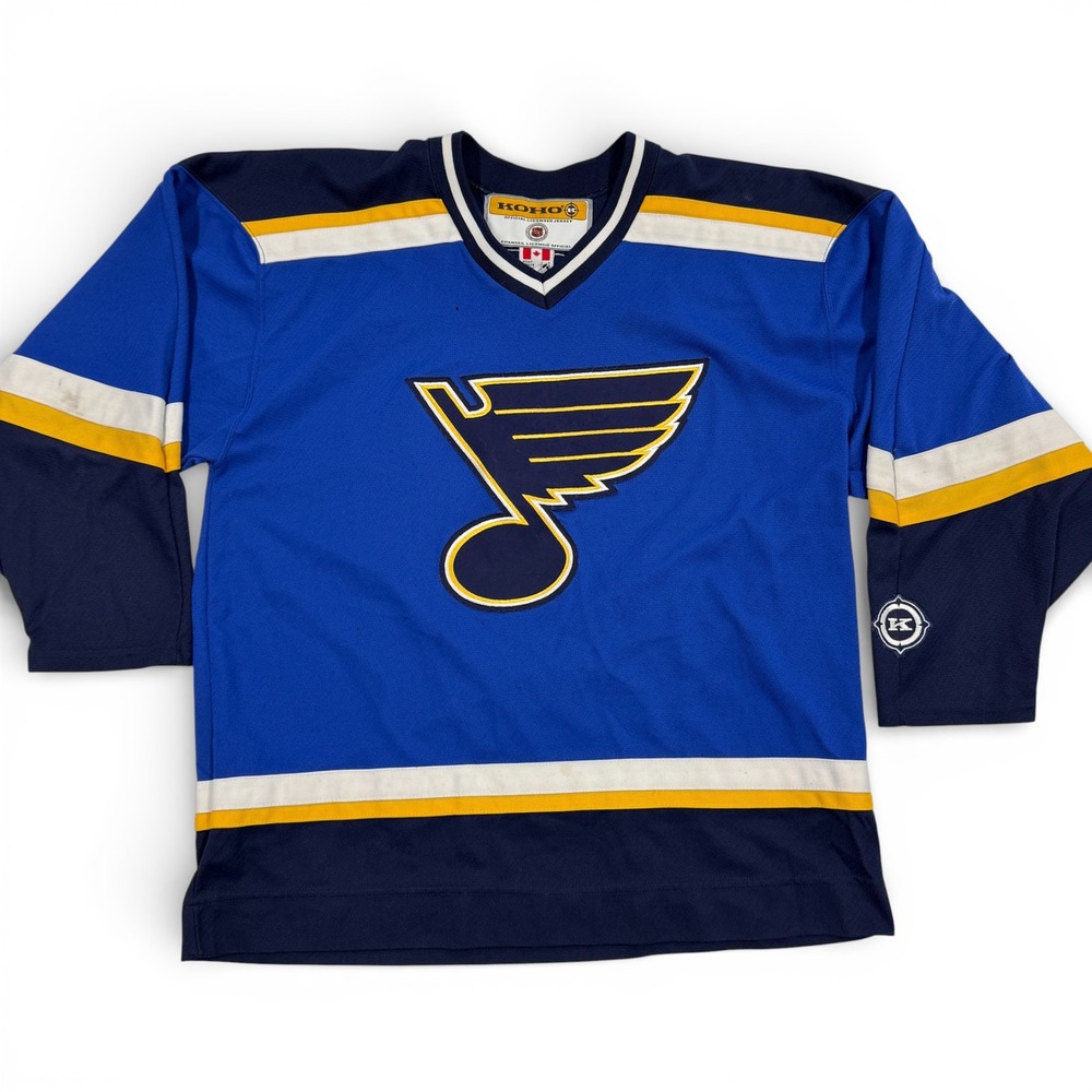 Koho St‎ Louis Blues NHL Hockey Jersey Mens Large Blue Air Knit Blank Canada CCM